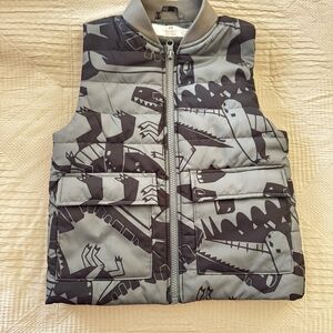 H&M Grey & Black Dinosaur Print Puffer Vest